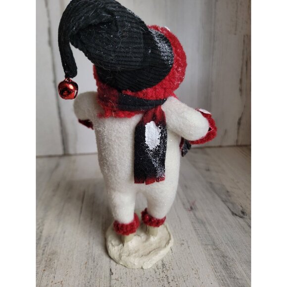 Vintage folk art snowman glitter Xmas snow figure decor scarf - Picture 5 of 7